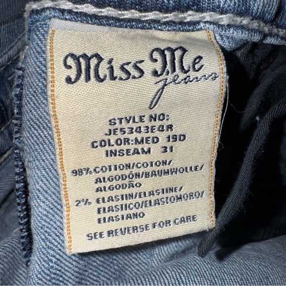 Miss Me Easy Boot 28 Med Wash Studded Cross Bling Bootcut Jeans - Picture 8 of 9